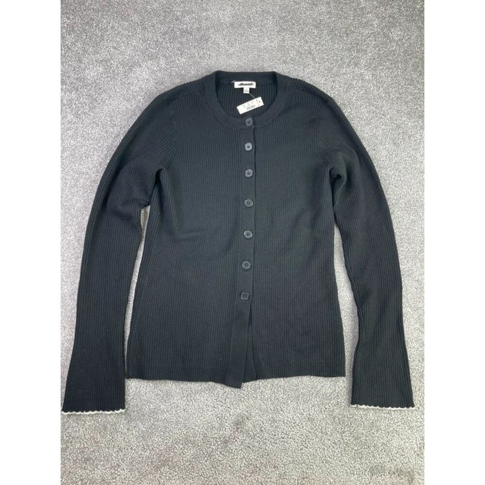 Madewell Whipstitched Longline Cardigan in Merino Blend Black Large